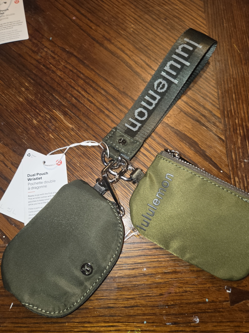 lululemon athletica Olive Green Dual Pouch Wristlet Authentic Nwt